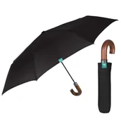 Parasole - Parasol męski Perletti Time automatyczny składany czarny z drewnianą rączką - miniaturka - grafika 1