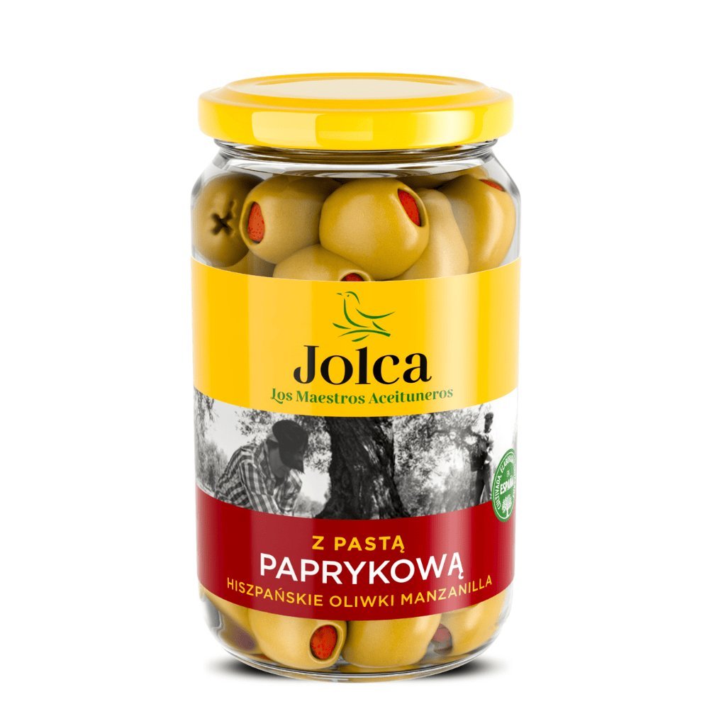 Hiszpańskie oliwki zielone z papryką w słoiku 350g Jolca