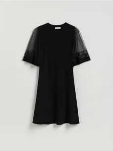 Reserved - Sukienka z ozdobnymi rękawami - czarny - Sukienki - miniaturka - grafika 1