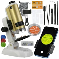 Mały naukowiec - Mikroskop Dla Dzieci Podgląd Na Telefon 250X Zoom Led Akcesoria Edukacja Z2046G - miniaturka - grafika 1