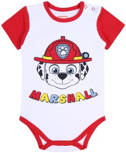 Biało-czerwone body niemowlęce MARSHALL Psi Patrol NICKELODEON 9 m 74 cm - Body dla niemowląt - miniaturka - grafika 1
