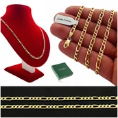 Naszyjniki męskie - PIĘKNY ŁAŃCUSZEK ZŁOTY DAMSKI FIGARO 70cm/3,5mm SREBRO POZŁACANE + Y - Golden Celebrity - miniaturka - grafika 1