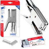 Zszywacze biurowe - Zszywacz Nożycowy Metalowy Biurowy Do 25 Kartek Srebrny - miniaturka - grafika 1