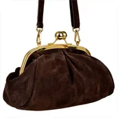 Torebki damskie - Borse In Pelle mała torebka retro skóra nat zamszowa czekolada brąz - miniaturka - grafika 1