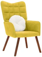 Fotele - vidaXL Fotel relaksacyjny żółty aksamit - miniaturka - grafika 1