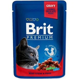 Brit Premium Cat Dorosłe Wołowina + Groszek Saszetka 100g 11395 - Mokra karma dla kotów - miniaturka - grafika 2