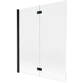 Parawany nawannowe - Mexen Mist parawan nawannowy 2-skrzydłowy lewy 140 x 150 cm, transparent, czarny - 8A9-140-002-70-00-L - miniaturka - grafika 1