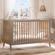 Łóżeczka i kojce - Łóżeczko szare rattanowe lune marelia 70x140cm - miniaturka - grafika 1