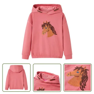 Bluza dziecięca z kapturem - stary róż - 116 - Bluza Dziewczęca - Bluzy dla dziewczynek - miniaturka - grafika 1