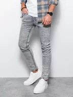 Spodnie męskie - Spodnie męskie jeansowe SKINNY FIT - szare V1 P1062 - miniaturka - grafika 1
