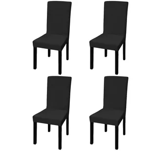 vidaXL 130342 Elastyczne pokrowce na krzesło czarne 4 szt. - Pokrowce na fotele - miniaturka - grafika 1