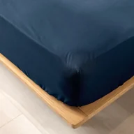 Prześcieradła - Ciemnoniebieskie prześcieradło z bawełny organicznej z gumką 180x200 cm Biolina – douceur d'intérieur - miniaturka - grafika 1