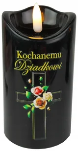 Znicz elektryczny LED CORTINA 4/24/WAX 12.5CM CZARNY + EFEKT PŁOMIENIA "KOCHANEMU DZIADKOWI" - Lampiony i znicze - miniaturka - grafika 1