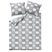 Pościel - Pościel z kory 140x200 167 Paczłork falbanka szara biała na guziki 100% bawełna gruba - miniaturka - grafika 1