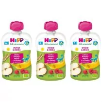 Hipp Mus owocowy Jabłka-Banany-Maliny z orkiszem po 6. miesiącu zestaw 3 x 100 g Bio - Desery dla dzieci - miniaturka - grafika 1