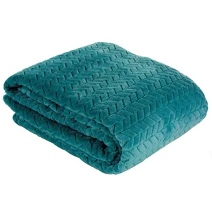 Euro Firany Koc Flanelowy Design Cindy Ciemny Turkus 170x210 1103053 - Koce - miniaturka - grafika 1