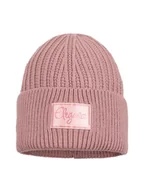 Czapki damskie - Dziewczęca czapka zimowa z naszywką różowa Ambra r.50/54 - miniaturka - grafika 1