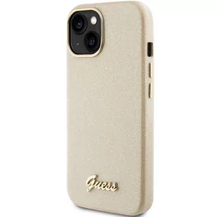 Guess GUHCP15SPGMCSD iPhone 15 6.1" złoty/light gold hardcase Glitter Glossy Script - Etui i futerały do telefonów - miniaturka - grafika 2