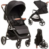 Wózki dziecięce - LEKKI WÓZEK SPACEROWY DZIECIĘCY SPACERÓWKA 3x REGULACJA DUŻE KOŁA SKŁADANY + AKCESORIA 0-22KG - miniaturka - grafika 1