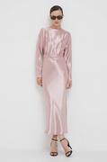Sukienki - Calvin Klein sukienka kolor różowy maxi prosta - miniaturka - grafika 1