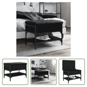 Szafki na buty - The Living Store Ławka na buty czarna 62x42x45 cm Materiał drewnopochodny - miniaturka - grafika 1