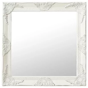 vidaXL Lustro ścienne w stylu barokowym, 60x60 cm, białe - Lustra - miniaturka - grafika 1
