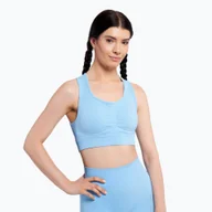 Bielizna sportowa damska - Biustonosz fitness Gym Glamour Push Up baby blue - miniaturka - grafika 1