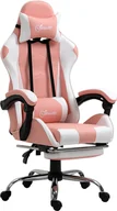 Fotele gamingowe - Vinsetto fotel gamingowy fotel komputerowy ergonomiczny fotel biurowy fotel dla gracza z zagłówkiem poduszka lędźwiowa fotel biurowy regulowana wysokość 360° pianka obrotowa sztuczna skóra PVC różowy+biały 64 x 67 x 119-127 cm - miniaturka - grafika 1