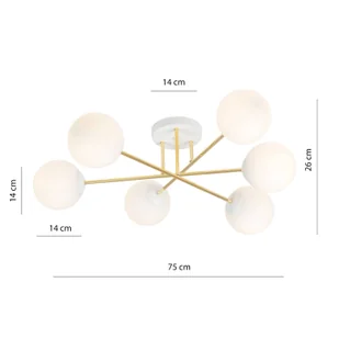 Euluna Lampa sufitowa Glassy, 6-punktowa, biały/złoty/opal - Lampy sufitowe - miniaturka - grafika 3