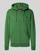 Bluzy męskie - Bluza rozpinana z kieszenią kangurką i wyhaftowanym logo - miniaturka - grafika 1