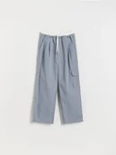 Spodnie i spodenki dla dziewczynek - Reserved - Spodnie z podwójnym pasem - ciemnoszary - miniaturka - grafika 1