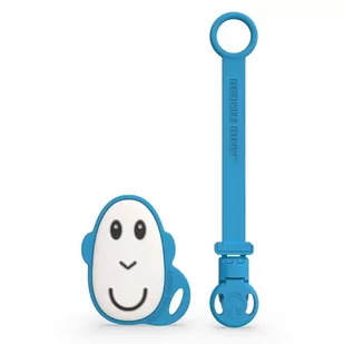 Matchstick Monkey - Gryzak Silikonowy Flat Face Z Zawieszką Silikonową Blue - Gryzaki dla dzieci - miniaturka - grafika 1