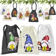 Ozdoby bożonarodzeniowe - Kalendarz adwentowy Świąteczny Woreczki Bawełniane 24 szt. - miniaturka - grafika 1