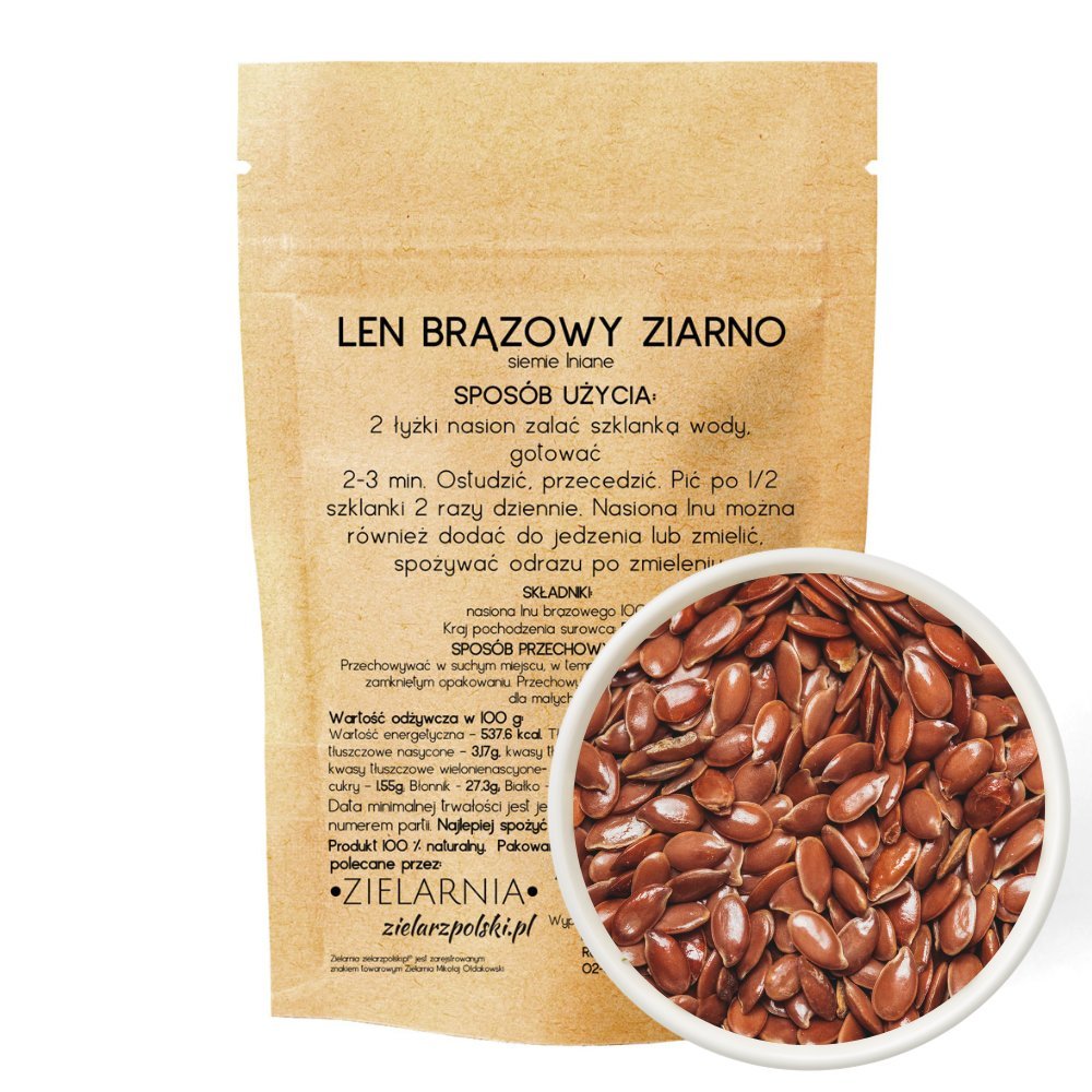 Len brązowy ziarno 500g ZIELARZPOLSKI.PL