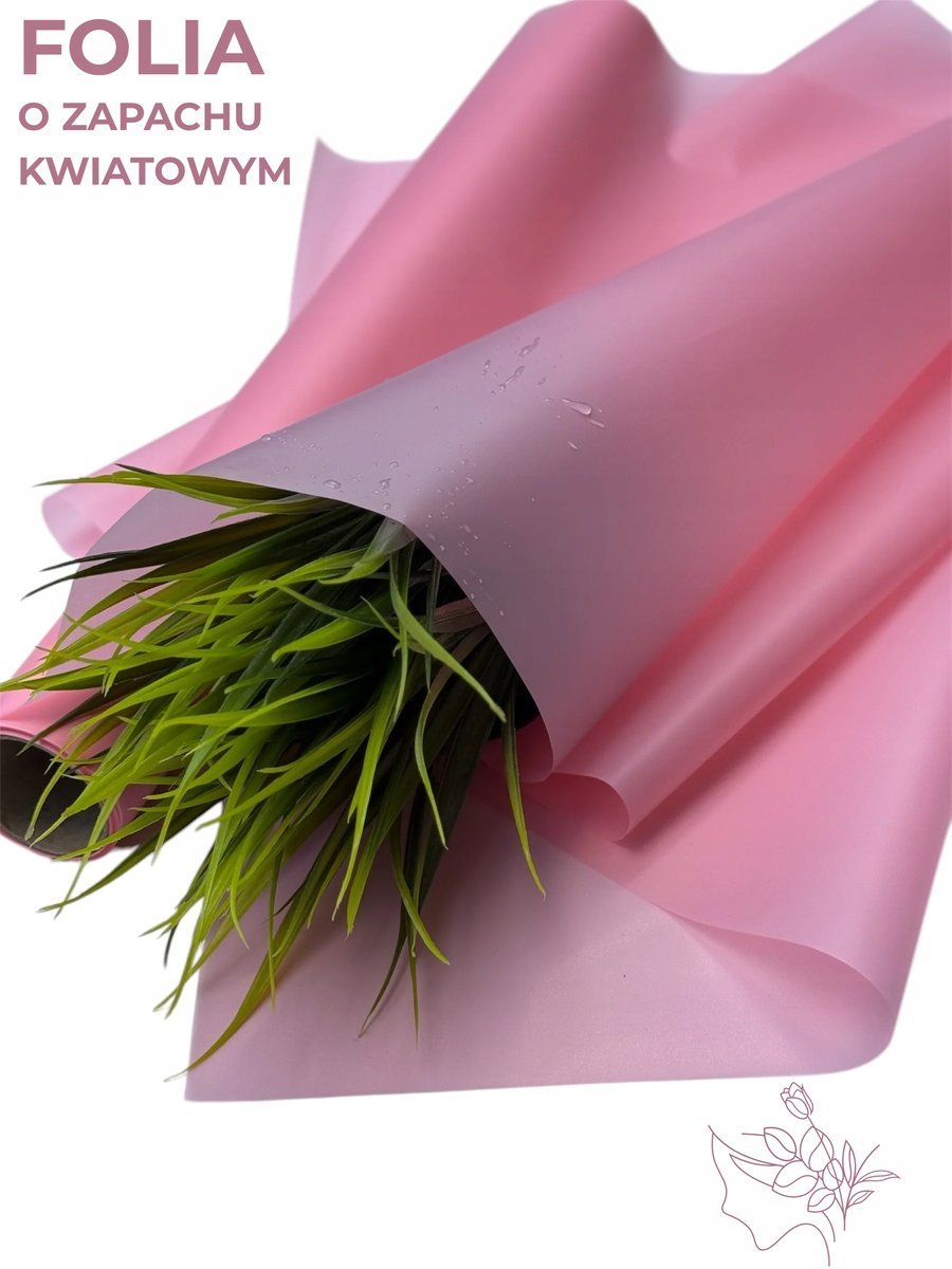 Matowa folia florystyczna do pakowania prezentow 50cmX9m Różowy