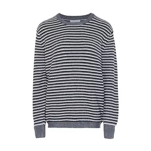 Blonda Damski sweter w paski, luźny, ciepły sweter z dzianiny z okrągłym dekoltem, szary, rozmiar M/L, szary, M - Swetry damskie - miniaturka - grafika 1