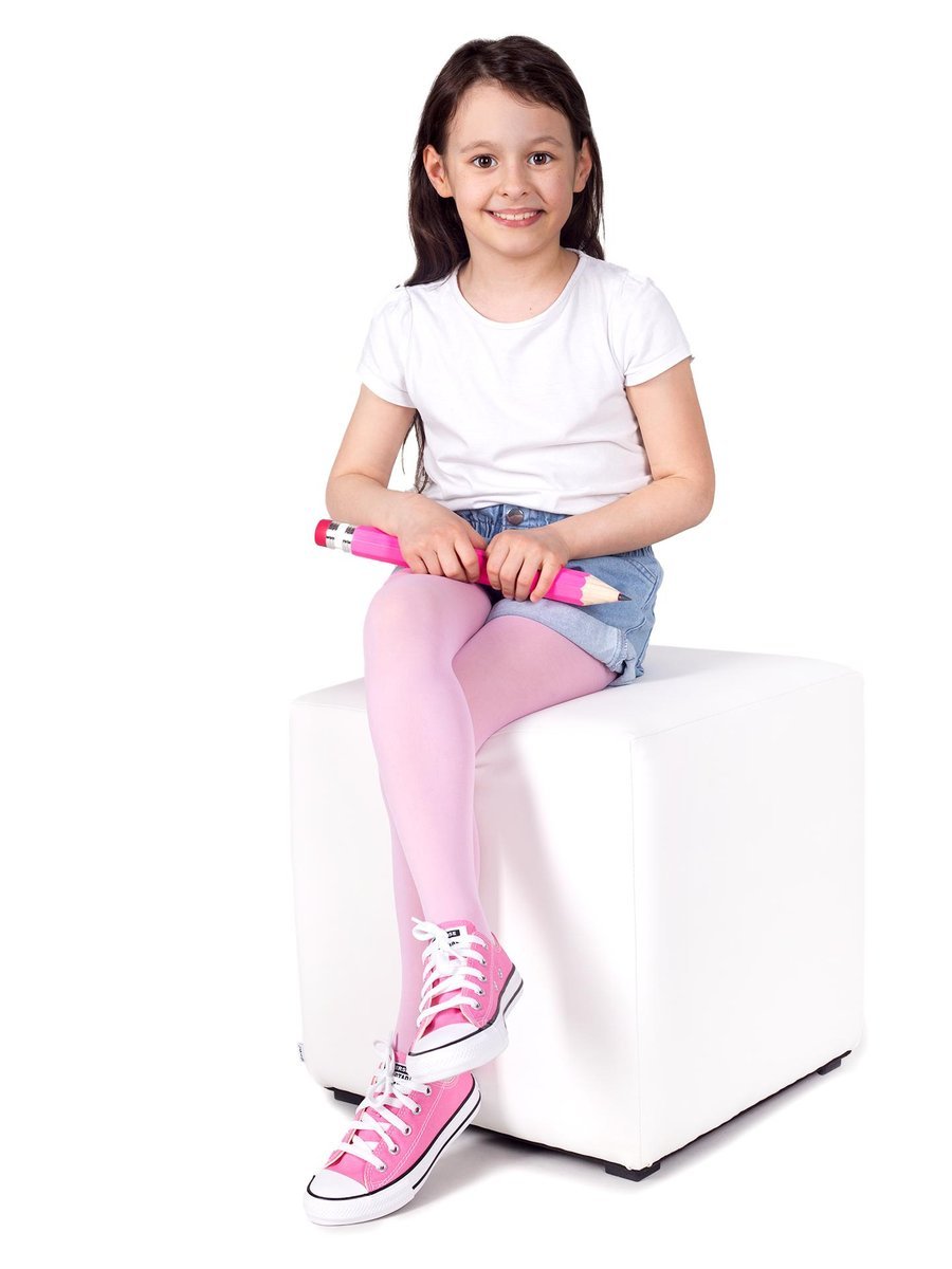 Rajstopy dziecięce mikrofibra gładkie jasnoróżowe 40 DEN 104-110