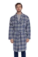Szlafroki męskie - Męski flanelowy szlafrok LUCAS XXL Ciemnoniebieski - miniaturka - grafika 1