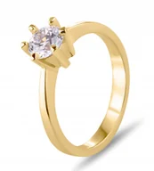 Pierścionki - PIĘKNY ZŁOTY PIERŚCIONEK ZARĘCZYNOWY KORONA 585 - miniaturka - grafika 1