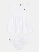 Sukienki i spódniczki dla dziewczynek - Tommy Hilfiger Sukienka letnia Broderie KN0KN01803 Biały Regular Fit - miniaturka - grafika 1