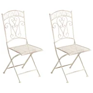 Fotele i krzesła ogrodowe - BELIANI Zestaw 2 krzeseł ogrodowych JUINA Składane Metal Jasnobeżowy - miniaturka - grafika 1