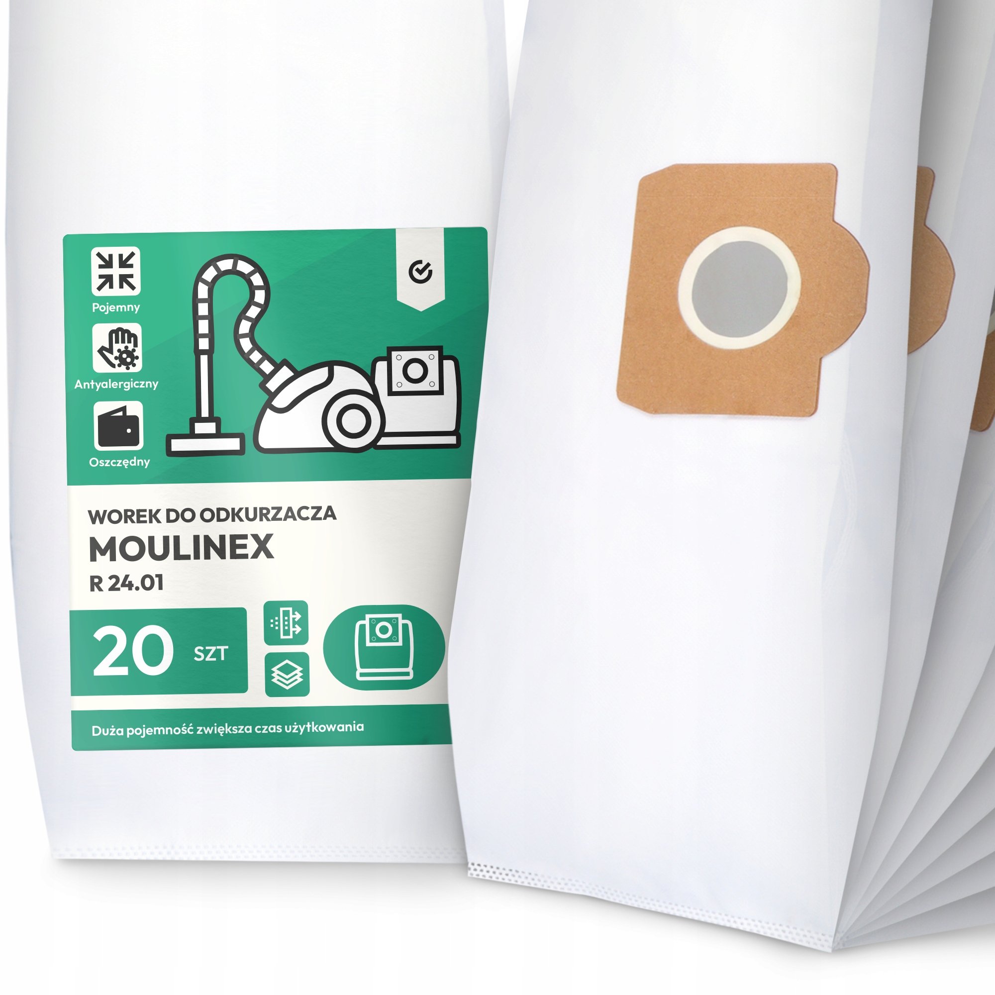 20x Worek do Odkurzacza Moulinex R 24.01 Syntetyczny Pojemny Odporny Worki