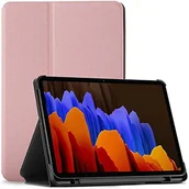 Etui do tabletów - ETUI Z KLAPKĄ TABLET SAMSUNG GALAXY TAB S7+ 5G CASE RÓŻOWY + RYSIK SM-T970 - miniaturka - grafika 1
