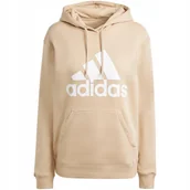 Bluzy damskie - Bluza damska adidas Essentials Big Logo Regular Fleece Hoodie beżowa IR9330 - miniaturka - grafika 1