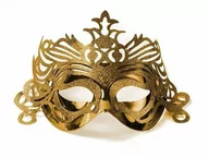Dodatki do strojów karnawałowych - Maska karnawałowa wenecka złota z ornamentem - 1 szt. - miniaturka - grafika 1