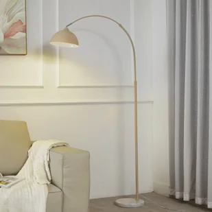Lampa podłogowa Lindby Tonka, beżowy, metal/marmur, 180 cm, E27 - Lampy stojące - miniaturka - grafika 1