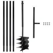 Grabie i motyki - vidaXL Świder glebowy z uchwytem 250 mm przedłużany 4 m stal 3059406 - miniaturka - grafika 1