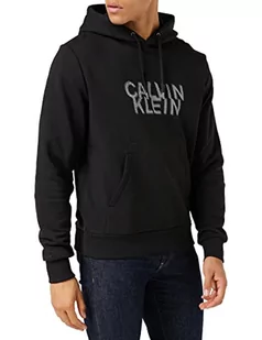 Calvin Klein Męska bluza z kapturem z logo ciężkie dzianiny, Ck czarny, XS - Bluzy męskie - miniaturka - grafika 1