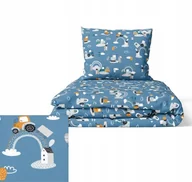 Pościel dla dzieci - POŚCIEL DZIECIĘCA 100x140cm 2 elementy, DO ŁÓŻECZKA, wzór: Koparki z Tęczą - miniaturka - grafika 1