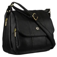 Torebki damskie - Torebka damska mała czarna listonoszka na ramię ze skóry ekologicznej lekka i funkcjonalna ROVICKY - miniaturka - grafika 1